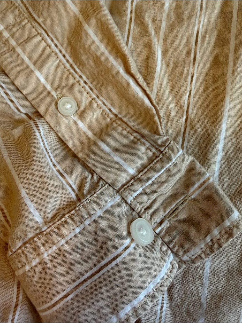 Everlane Cropped Button-Down Shirt Size Small Oversized Stripe Tan White - Picture 7 of 9